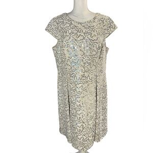 Calvin Klein White Bonded Lace Sequined Dress
